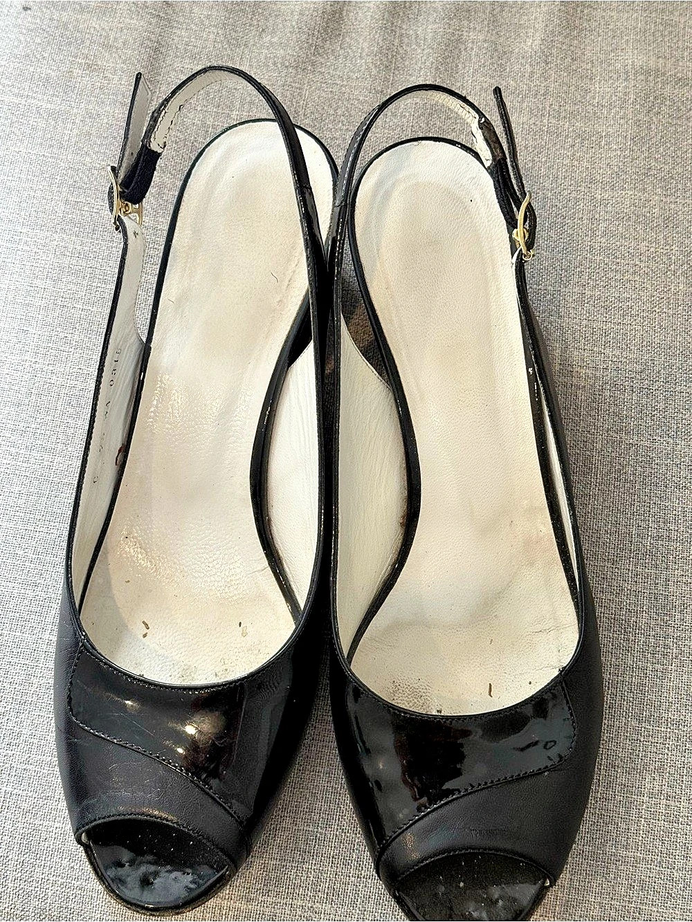 Bruno Magli Women's Black Peep Toe Sling Back Wedge Heels US 7.5